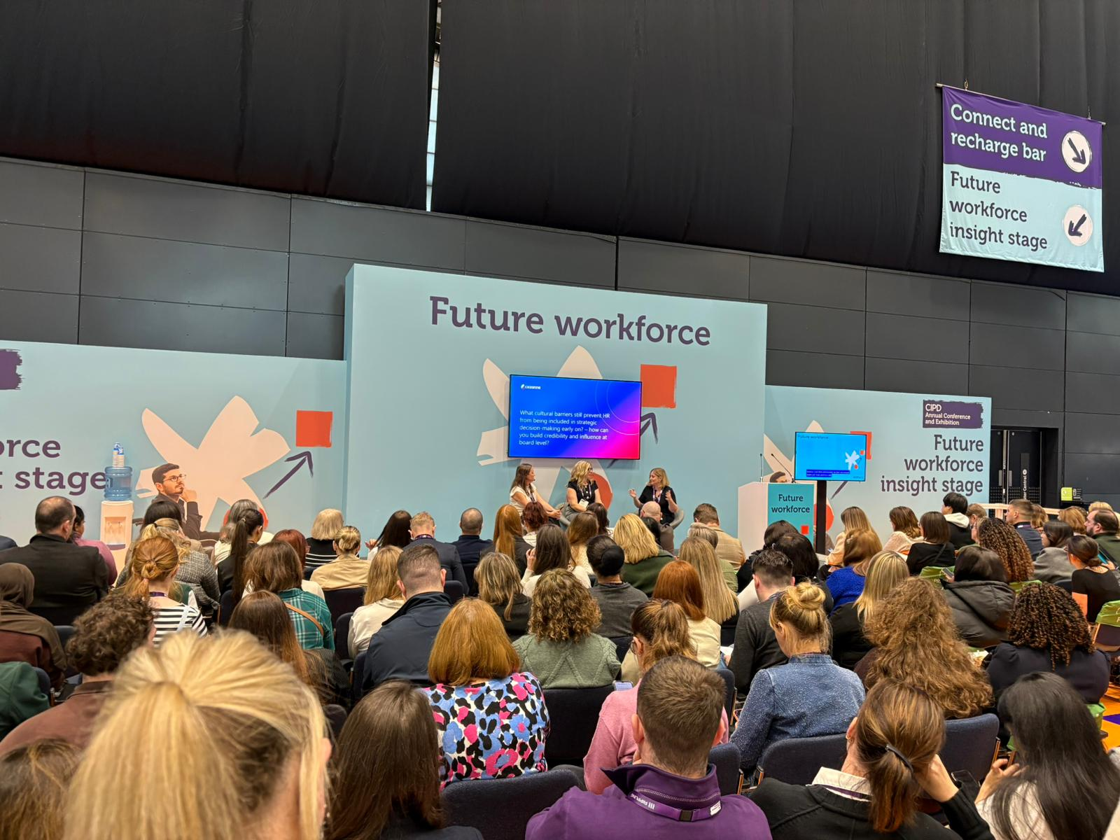 Lorna on a panel in front of a packed audience at the CIPD Annual Conference